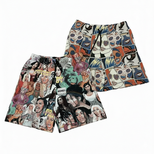 Fabricant de vêtements, short homme en molleton 100% coton, streetwear, effet délavé, logo appliqué personnalisé, style usé. - Product Image 3