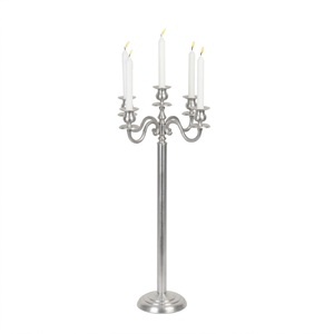 Candelabro Moderno de 5 Brazos de Aluminio Plateado, Elegante Centro de Mesa Decorativo para Bodas, Decoración del Hogar y Fiestas - Product Image 3