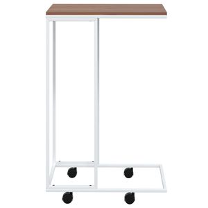 Mesa Auxiliar Pequeña y Portátil de Madera Sintética y Hierro en Blanco y Marrón para Sala de Estar - Product Image 3