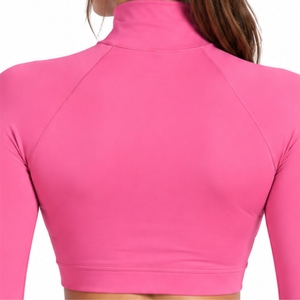 <b>Women</b> <b>Peach</b> Long Sleeve Yoga Crop <b>Top</b> Slim Fit Training Shirt Breathable Comfort Fit Flexible Training Style Custom Design - Product Image 5