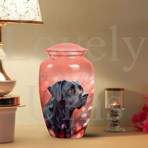 Urna de cremación para perros Labrador negros, urna conmemorativa para cenizas de mascotas en color coral rosa, recuerdo decorativo, tributo. - Product Image 4