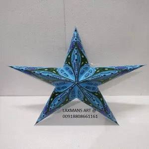 Farol de Papel Laxmans, Artesanía Ecológica Reutilizable de 60 cm, Patrón Tradicional Azul-Verde, Decoración Navideña al por Mayor - Product Image 1