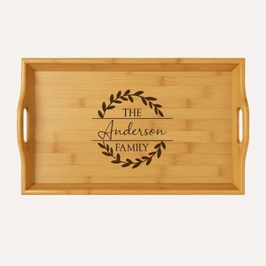 Plateau de service en bois au design moderne, finition polie, poignées robustes, parfait pour servir des repas, des collations, des boissons, décoration intérieure - Product Image 6