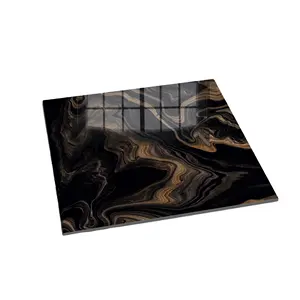 黑色放大镜上有金色阴影600 x 600毫米抛光瓷釉瓷砖的制造商和出口商