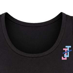 Women's <b>Black</b> Athletic <b>Tank</b> <b>Top</b> with JJ Logo Embroidery Sleeveless Crew Neck Training Workout Shirt for Women Fitness Wear - Product Image 2