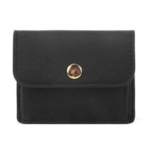 Monedero Pequeño de Cuero PU Negro al por Mayor, sin Logotipo, con Cierre de Botón, para Tarjetas de Crédito y Monedas - Product Image 1