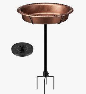 Bain d'oiseaux en cuivre avec pompe solaire, fontaine solaire autoportante pour extérieur, bol de bain d'oiseaux, fontaine solaire pour jardin, élément aquatique - Product Image 2