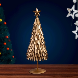 New design gold okated Iron Christmas <b>Tree</b> with matt black base Figurine Norway Spruce <b>Tabletop</b> Christmas Decor Gold Plated - Product Image 3