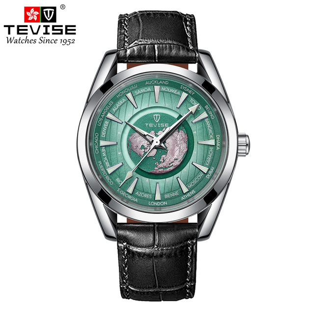 TEVISE 795 Wholesale Custom Luxury Automatic Watch for Men Moon Phase Full Calendar Leather Business Dress Mechanical Watch