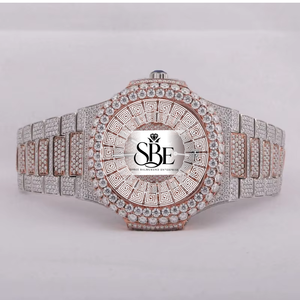 Montre en diamant entièrement sertie de qualité export, entièrement blanche, avec bracelet en acier inoxydable pour homme, accessoires de mode disponibles à prix abordable - Product Image 1