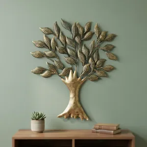 Decoración de Pared de Metal Dorado de Lujo, Escultura de Pared de Hojas Hecha a Mano para Sala de Estar, Dormitorio, Pasillo y Oficina - Product Image 3