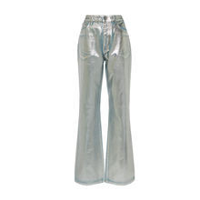 Pantalon croisé streetwear en cuir noir à boutons, taille mi-haute, pour femme, hiver, respirant, ample et fluide, longueur au sol - Product Image 3