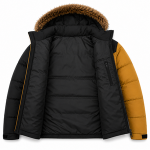 Custom Made <b>Mens</b> Insulated <b>Puffer</b> <b>Jacket</b> Ripstop Shell Pullover Front Rubber Logo Patch Water Repellent <b>Hooded</b> Winter - Product Image 4