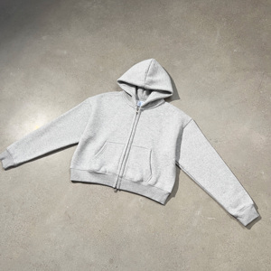 Sudadera con capucha lisa oversize de 500 g/m² con cremallera, 100% algodón, de peso pesado, corte holgado, servicio OEM, sudadera personalizada para hombre - Product Image 4