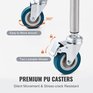 Carrito de Servicio de Laboratorio de Acero Inoxidable de 2 Niveles con Ruedas Giratorias, Carrito Rodante para Clínica Dental y Mobiliario de Laboratorio - Product Image 4
