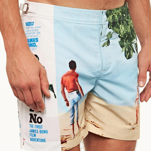 Short de bain décontracté pour homme, motif James Bond Dr. No, sublimation, séchage rapide, taille mi-haute, braguette boutonnée, longueur courte, 100 % polyester - Product Image 6