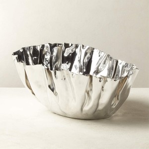 Luxury Polished Aluminum Wavy <b>Champagne</b> Bowl Crinkled Foil Design Elegant Party Wine Chiller Beverage Tub For Serving Drinks - Product Image 2