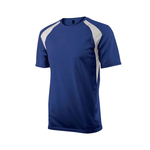 Maillot de football pour homme bleu roi à manches courtes et col rond, respirant, en maille, coupe régulière, color-block - Product Image 3