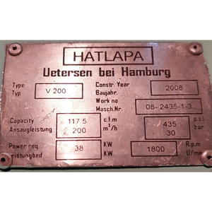 Compresseur d'air marin HATLAPA V200 haute pression 30 bars 200 m³/h 38 kW pour systèmes de démarrage de moteurs de navires - Product Image 6