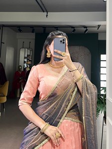 TENNECY Launch New Dupion Silk Zari Weaving Work Women Reversible Wrinkle-Free Stretchable Quick Dry Party Style All Seasons - Product Image 6
