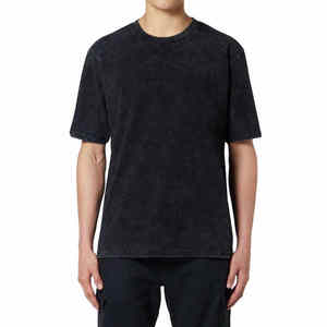 T-shirt pour homme en coton épais délavé à l'acide, coupe oversize, manches courtes, logo personnalisable, respirant, style vintage - Product Image 1