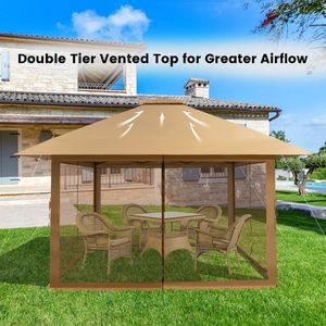 Gazebo Istantaneo Pop-up 13 x 13 Piedi con Pareti Laterali in Rete, Pratico Gazebo Pergola Istantaneo - Product Image 3