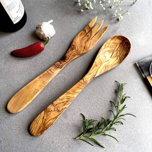 Ensemble de saladiers en bois bio – Cuillère et fourchette haut de gamme pour les espaces repas modernes et élégants - Product Image 1