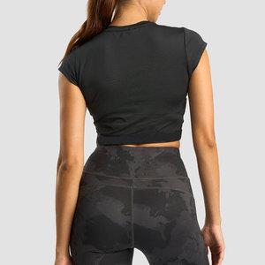 Camiseta sin mangas para mujer, diseño de top corto liso, corte ajustado con elástico en la parte inferior, alta elasticidad, para yoga, gimnasio, entrenamiento, uso casual - Product Image 6