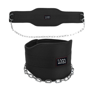 Customized Logo Manufacturing Adjustable Dip <b>Belt</b> with Chain Durable Neoprene Gym <b>Belt</b> for Weighted Dips Pull up Training - Product Image 1