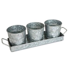 Ensemble de plateaux à plantes en métal moderne avec 3 pots ronds, résistants à la rouille, revêtement poudré, pour la décoration intérieure et extérieure du jardin - Product Image 5