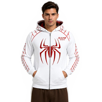 Sweat à capuche surdimensionné Y2K personnalisé avec motif araignée, style Hip Hop unisexe, tricoté ample, streetwear brodé, fermeture éclair intégrale, pour hommes