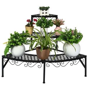 3-Tier Metal <b>Corner</b> Plant Display Rack for Patio Furniture - Product Image 4