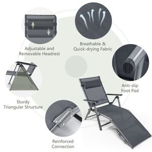 Sdraio da Esterno in Alluminio con Tessuto ad Asciugatura Rapida per Piscina, Patio e Appartamento - Product Image 5