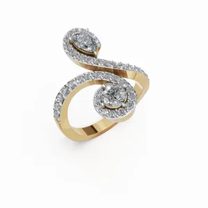 Bague en diamant de laboratoire Infinity Swirl en or jaune 18 carats, coupes rondes et en forme de poire, certifiée IGI, bague de fiançailles de luxe pour femmes - Product Image 5
