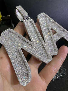 Colgante con Letra NA, Chapado en Oro de 18K, Plata de Ley, Micro Pavé de Moissanita, Estilo Hip Hop, Unisex, para Regalo - Product Image 4