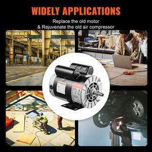 Motor de compresor de aire monofásico de 3.7 HP, 3450 RPM, 230 V, 17.2 amperios, eje con chavetero de 5/8 pulgadas, marco 56, longitud de eje de 1.88 pulgadas, categoría de motores de CA - Product Image 3