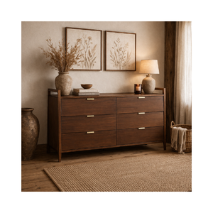 Commode haute en bois de style Mid-Century Modern pour chambre à coucher, salon, meubles de maison - Product Image 1