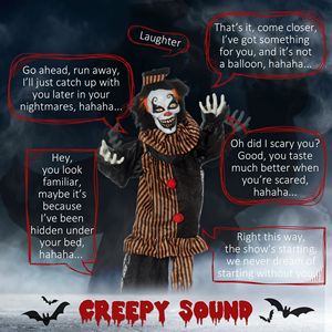 Clown da Circo Animatronico a Grandezza Naturale Parlante con Suono e Movimento per Halloween - Product Image 4