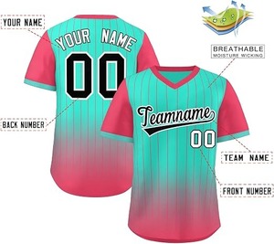 Camiseta de béisbol personalizada con cuello en V, camisetas de béisbol con rayas deportivas estilo Hip Hop, nombre y número personalizados para hombres/mujeres/jóvenes - Product Image 6