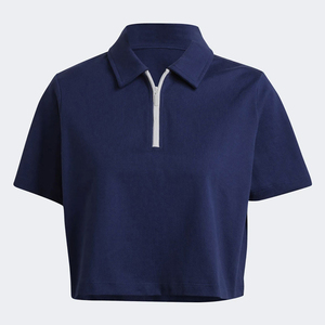 Nouveauté 2026 – Polo décontracté pour femme, couleur bleu foncé avec fermeture éclair contrastante, taille ajustable, qualité supérieure - Product Image 1