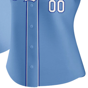 Men Light Blue White Royal Baseball Jersey Button Front Team Shirt Performance <b>Athletic</b> Game Day Practice Sports Uniform Wear - Product Image 6