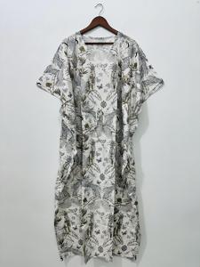 Women Floral Printed Cotton <b>Kaftan</b> Dress Loose Fit Beach Cover Up Summer Cotton Print Maxi Loungewear Resort Wear Boho <b>Kaftan</b> - Product Image 2