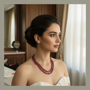 Handcrafted Fusion 45cm Natural <b>Ruby</b> <b>Necklace</b> Wholesale Fashion Beaded Gemstone Jewelry From India Glass Filled Strand <b>Necklace</b> - Product Image 3