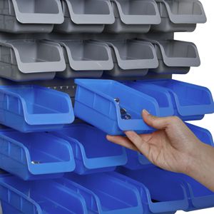 44-Piece <b>Pegboard</b> Organizer Kit Wall Mounted Tool Storage Rack with Blue Bins and <b>Hooks</b> - Product Image 6