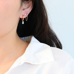Pendientes Colgantes Minimalistas de Oro Rosa Sólido de 14K con Diamante de Laboratorio Corte Esmeralda para Mujer - Regalo para Fiestas y Uso Diario - Product Image 5