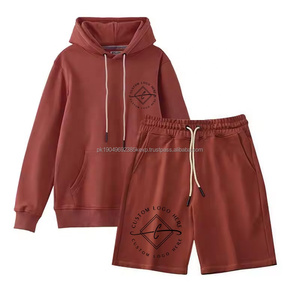 Sudadera con capucha y pantalones cortos personalizados para hombre, conjuntos de sudaderas Unisex, Impresión de logotipo personalizado, bordado, estilo informal, algodón y poliéster - Product Image 3