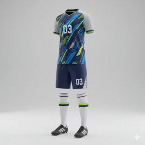 Conjunto de uniforme de fútbol transpirable para deportes, 100% poliéster, jersey y pantalones cortos personalizados, uniforme de fútbol, productos de alta calidad - Product Image 2
