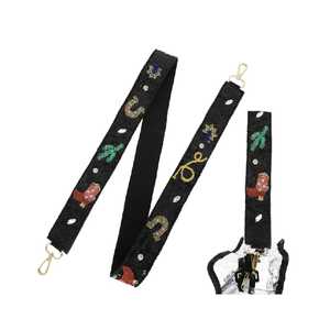 Handmade Embroidered Cotton Bag Strap Red Rectangular Shape With Western Motifs Beaded <b>Craft</b> Accessory - Product Image 4