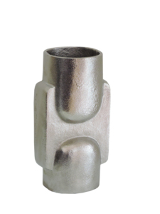 Modern Metal Flower <b>Vase</b> - Sleek Silver Tone Geometric Bud <b>Vase</b> for Minimalist Home Decor, Tabletop Centerpiece Art Piece - Product Image 2