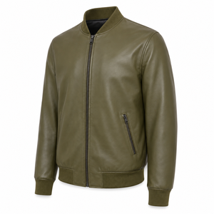 Chaqueta de Invierno Premium para Hombre, de Cuero Genuino, Estilo Motero, con Logotipo Frontal, Ropa Exterior de Moda, Proveedor OEM al por Mayor - Product Image 4